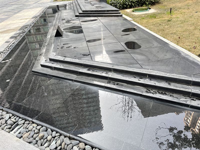 中国黑石材水景效果——四川成都天目中心甲级写字楼项目